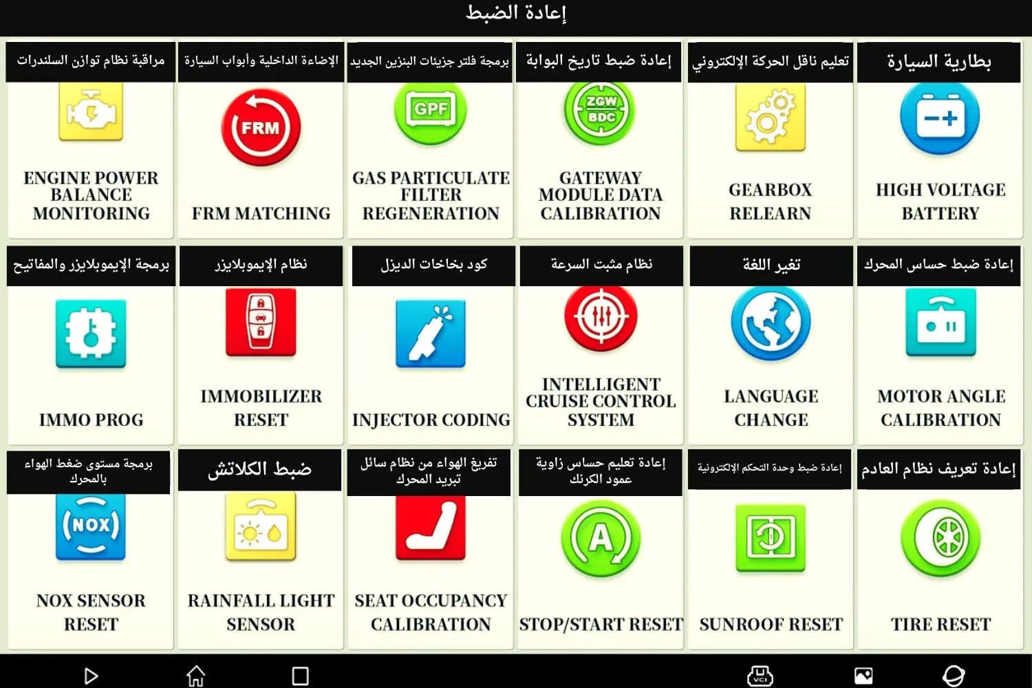 جهاز فحص السيارات الوظائف المتقدمة
